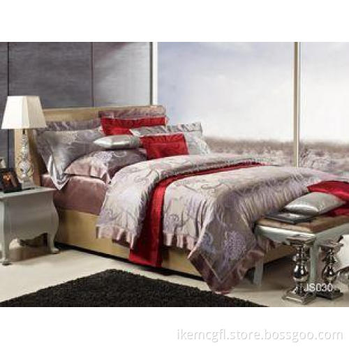 Bright Brown Elegant Floral Luxury Silk Bed Sets Lace Queen